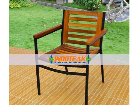 Iron Teak Stacking Chair