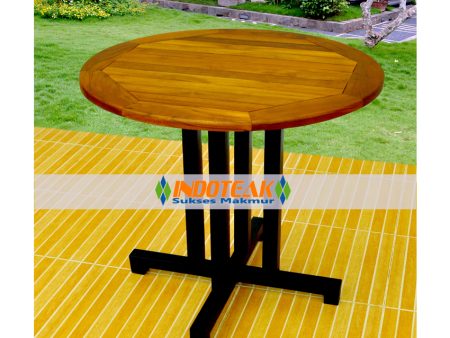 Iron Teak Round Table Garden Furniture Manufacturer