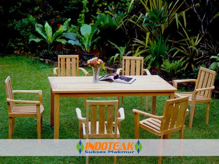 Lisbon Teak FurnitureRectangular Table And Stacking Chairs